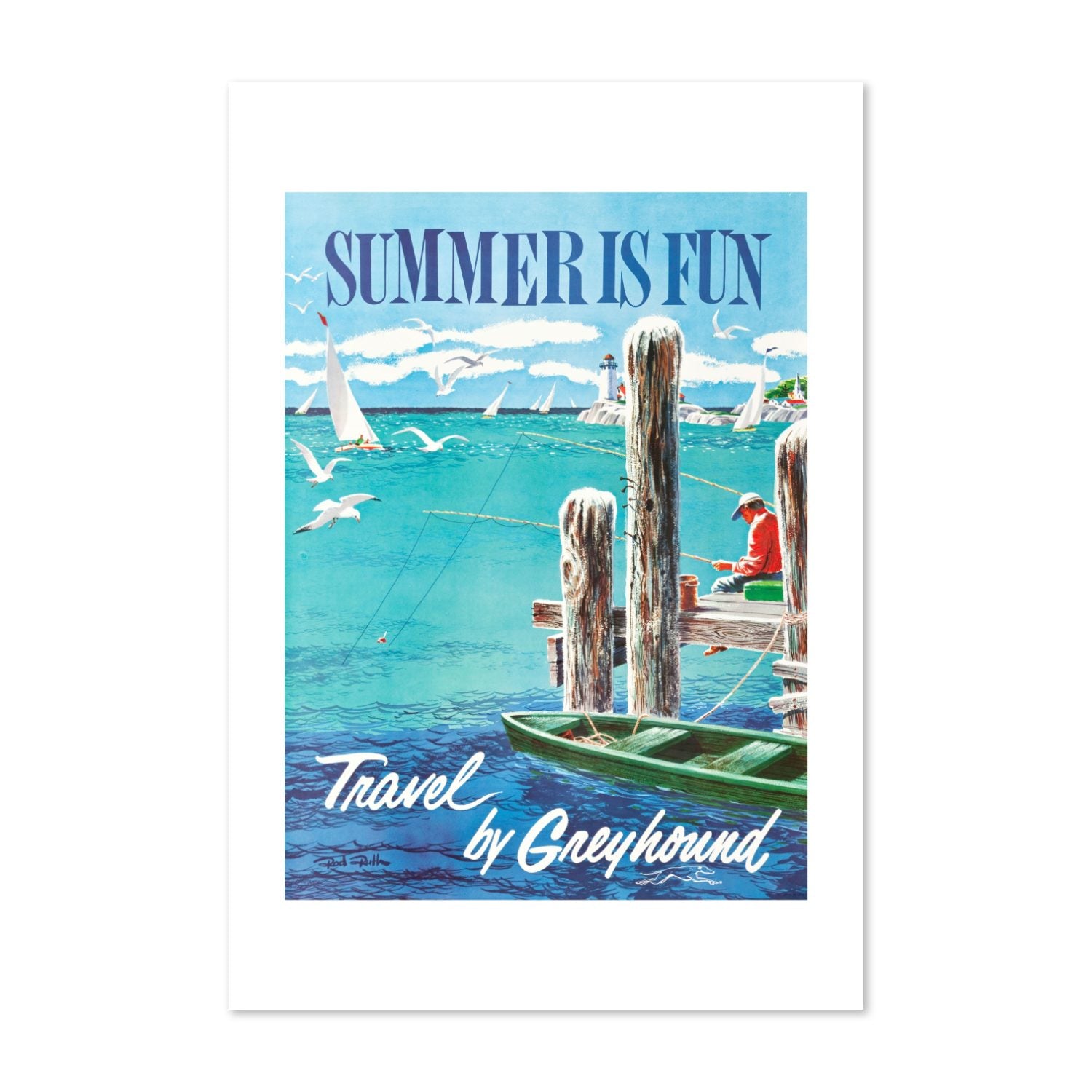 Summer is Fun Greyhound poster print